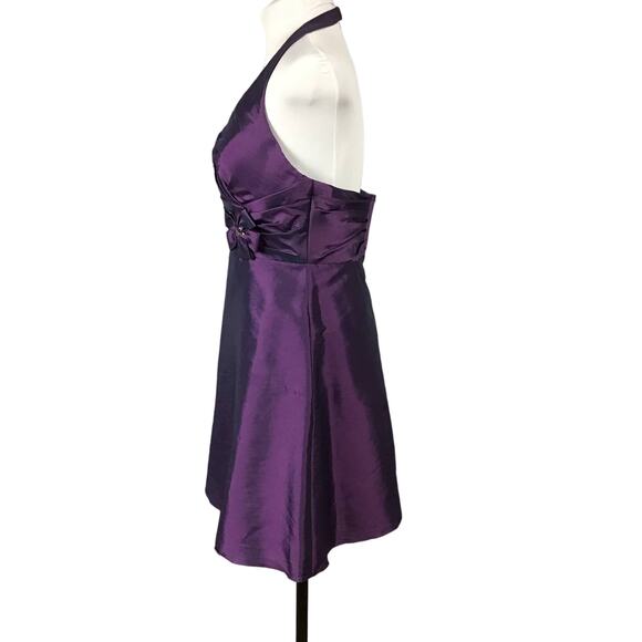 DaVinci Amethyst Plum Halter Neck Sleeveless Molded Cup Formal Cocktail Dress 12 - Picture 2 of 14